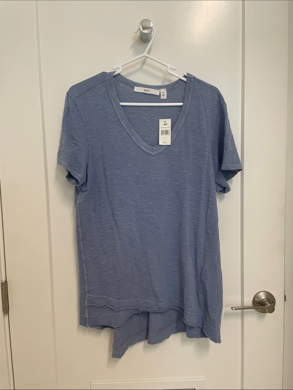 Wilt Women's Light Blue V-Neck Short Sleeve Tee
